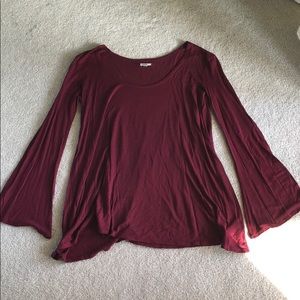 Urban outfitters bell sleeve burgundy top